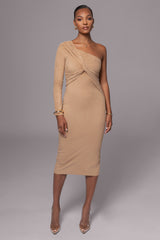 Beige Dayanna Suede Midi Dress