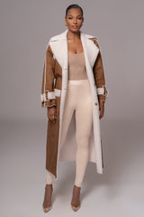 Tan Suede And Sherpa Reversible Coat