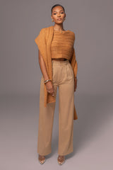 Beige Classic High Rise Trousers