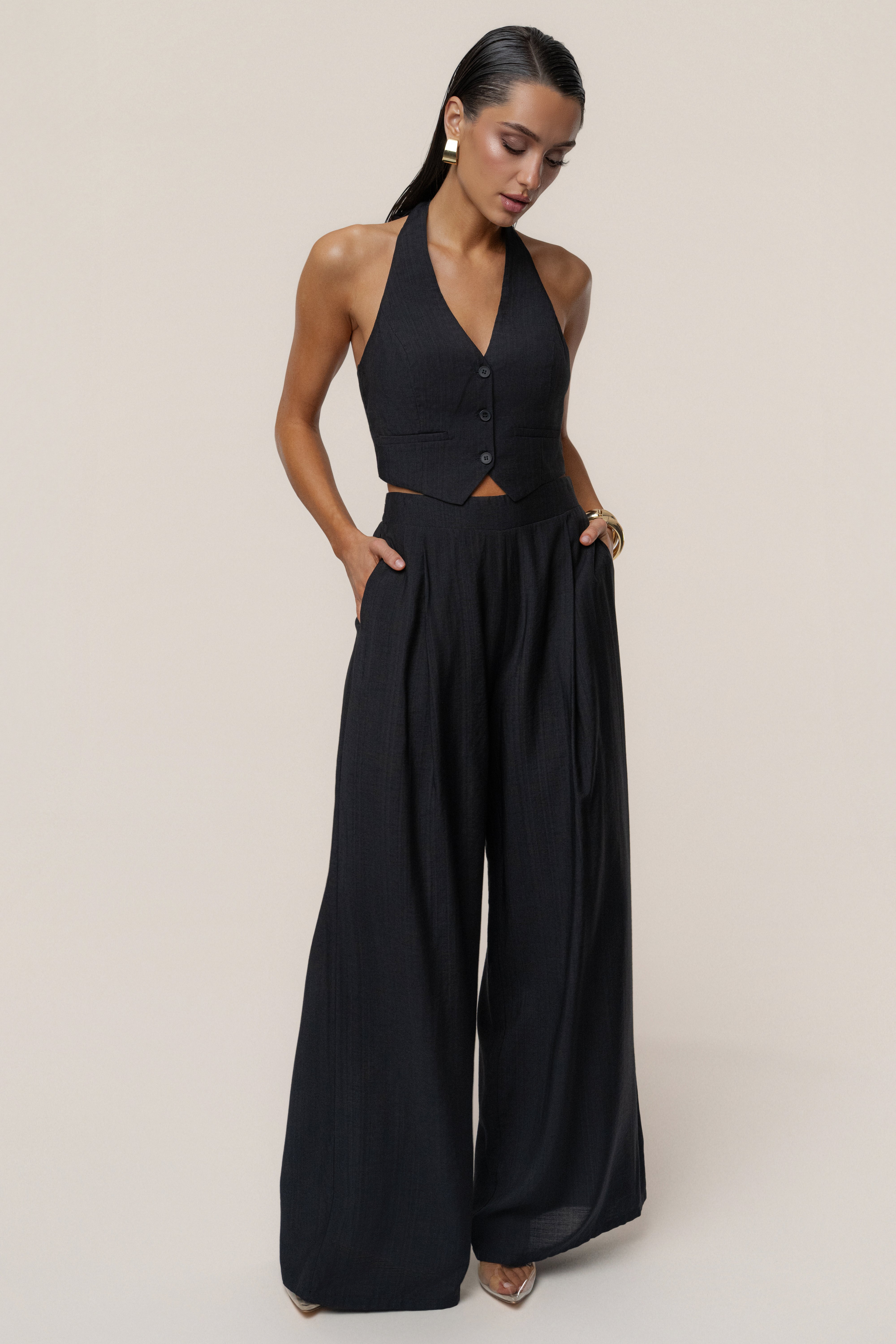 Black Tropical Daze Pant Set