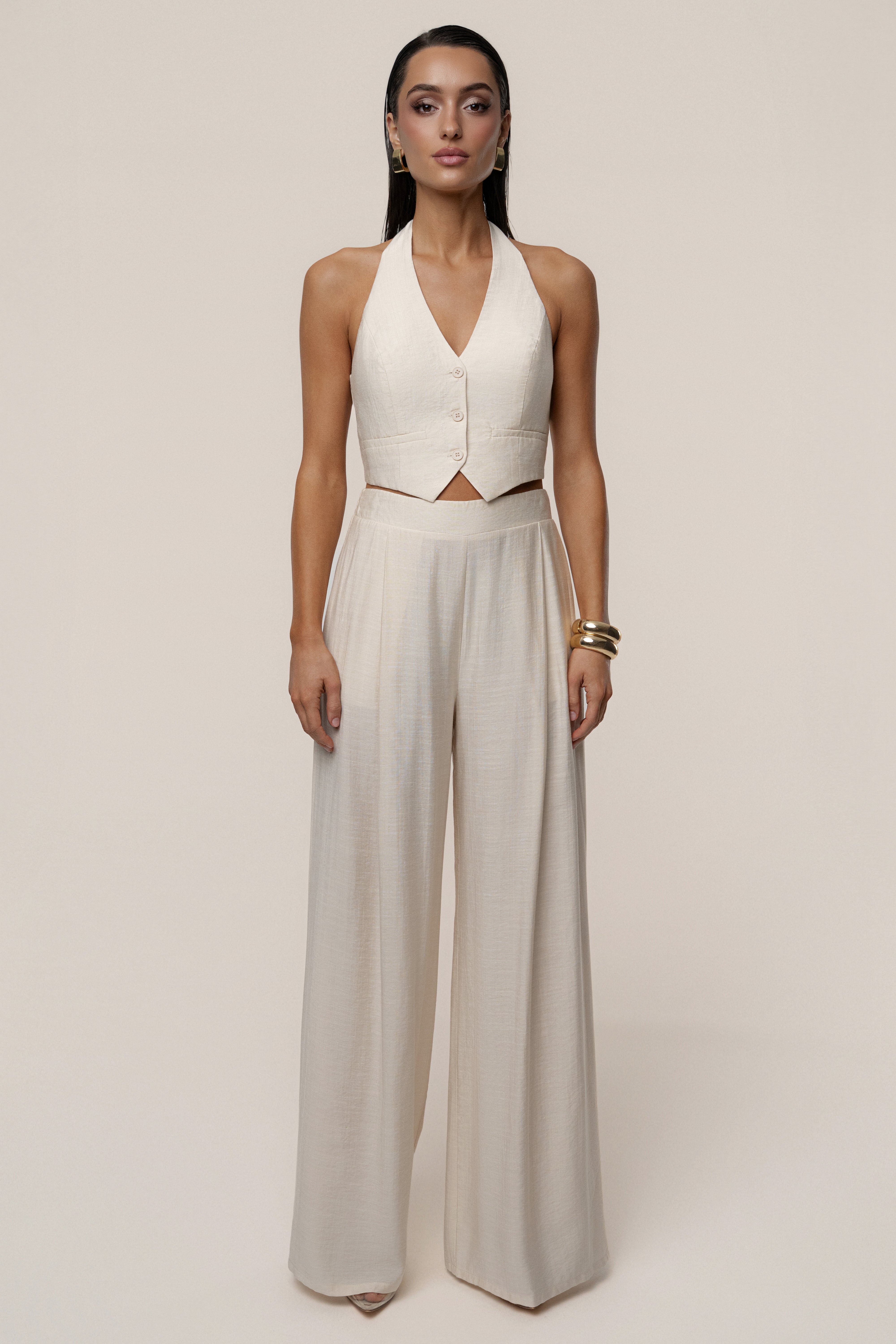 Cream Tropical Daze Pant Set