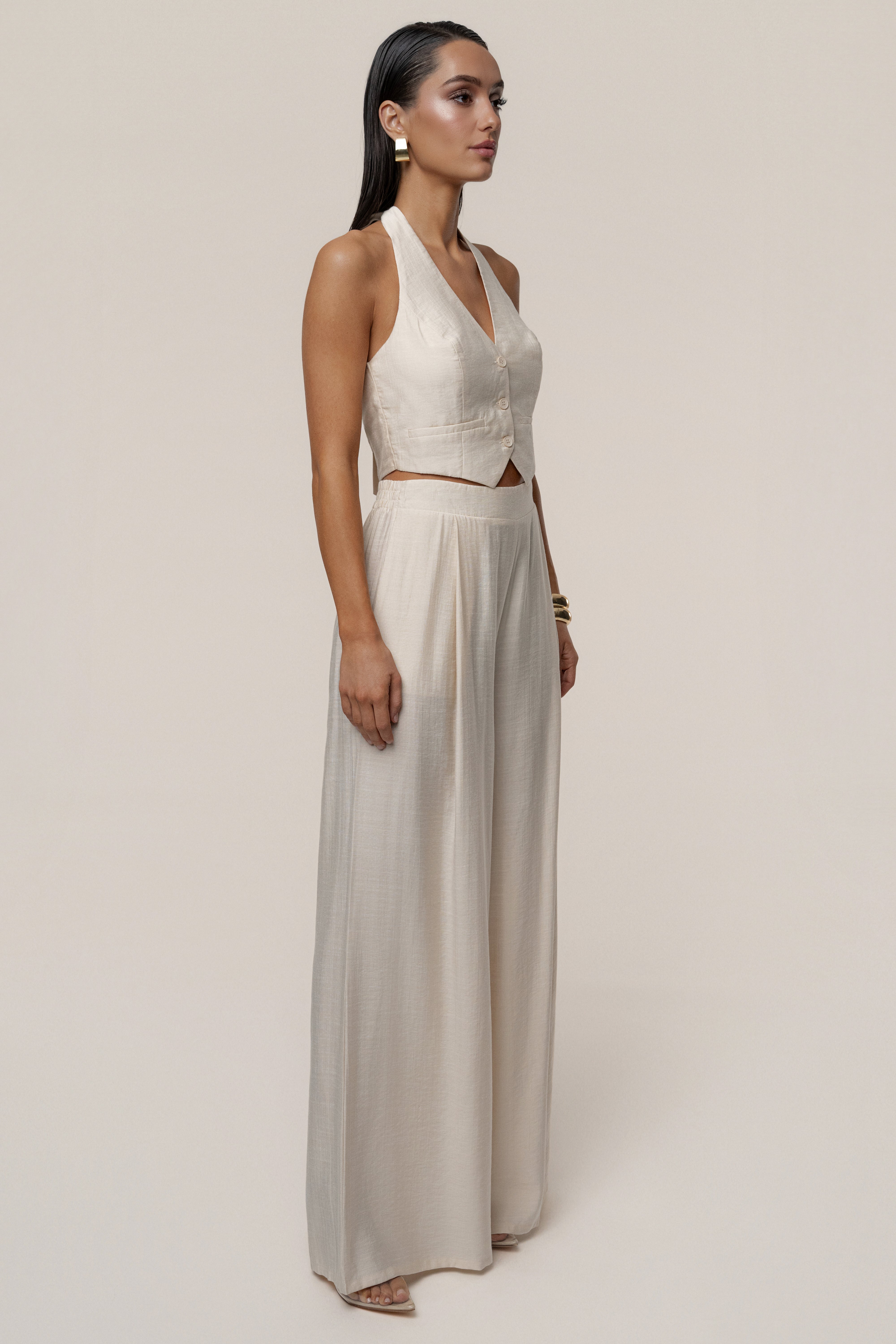 Cream Tropical Daze Pant Set