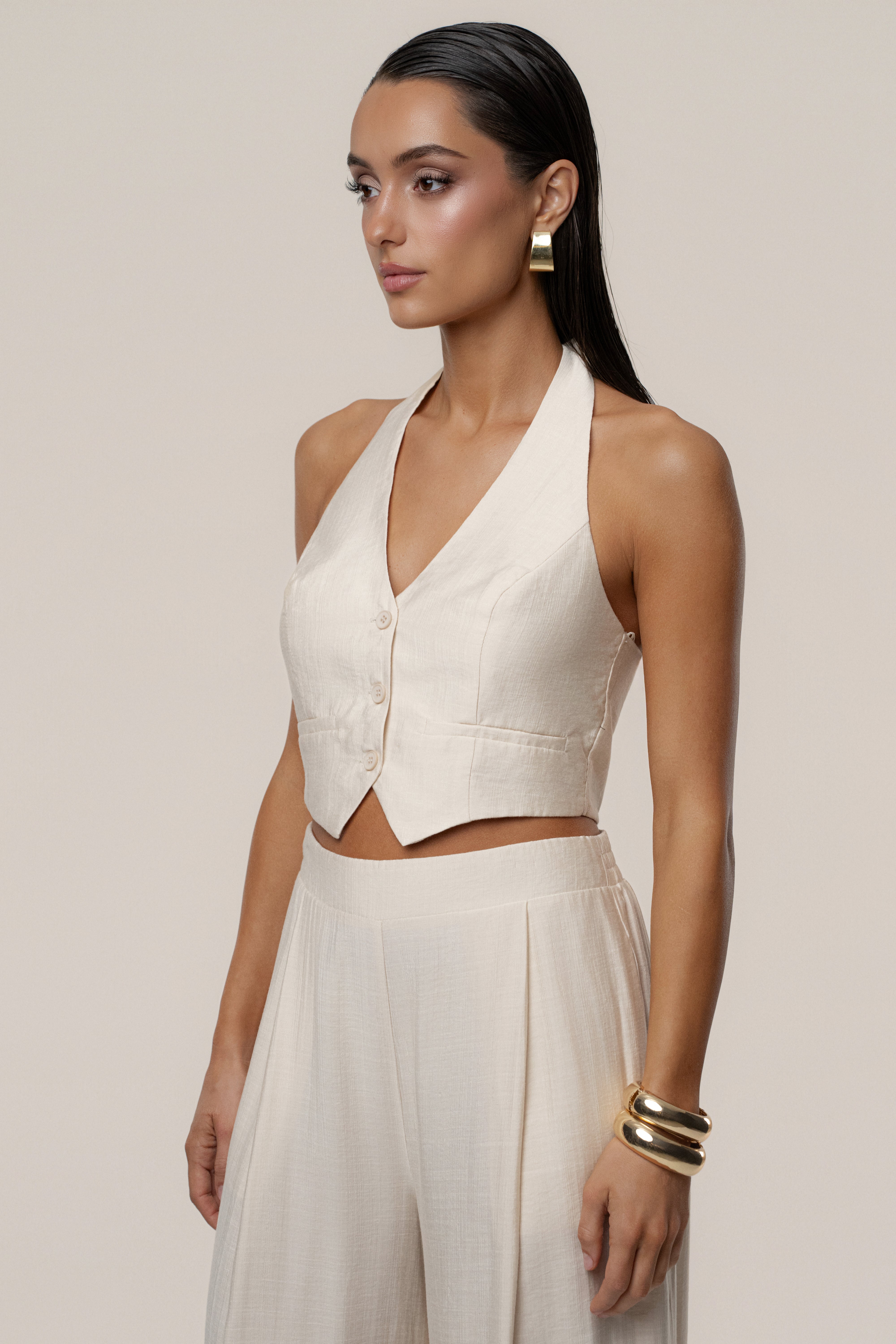 Cream Tropical Daze Pant Set