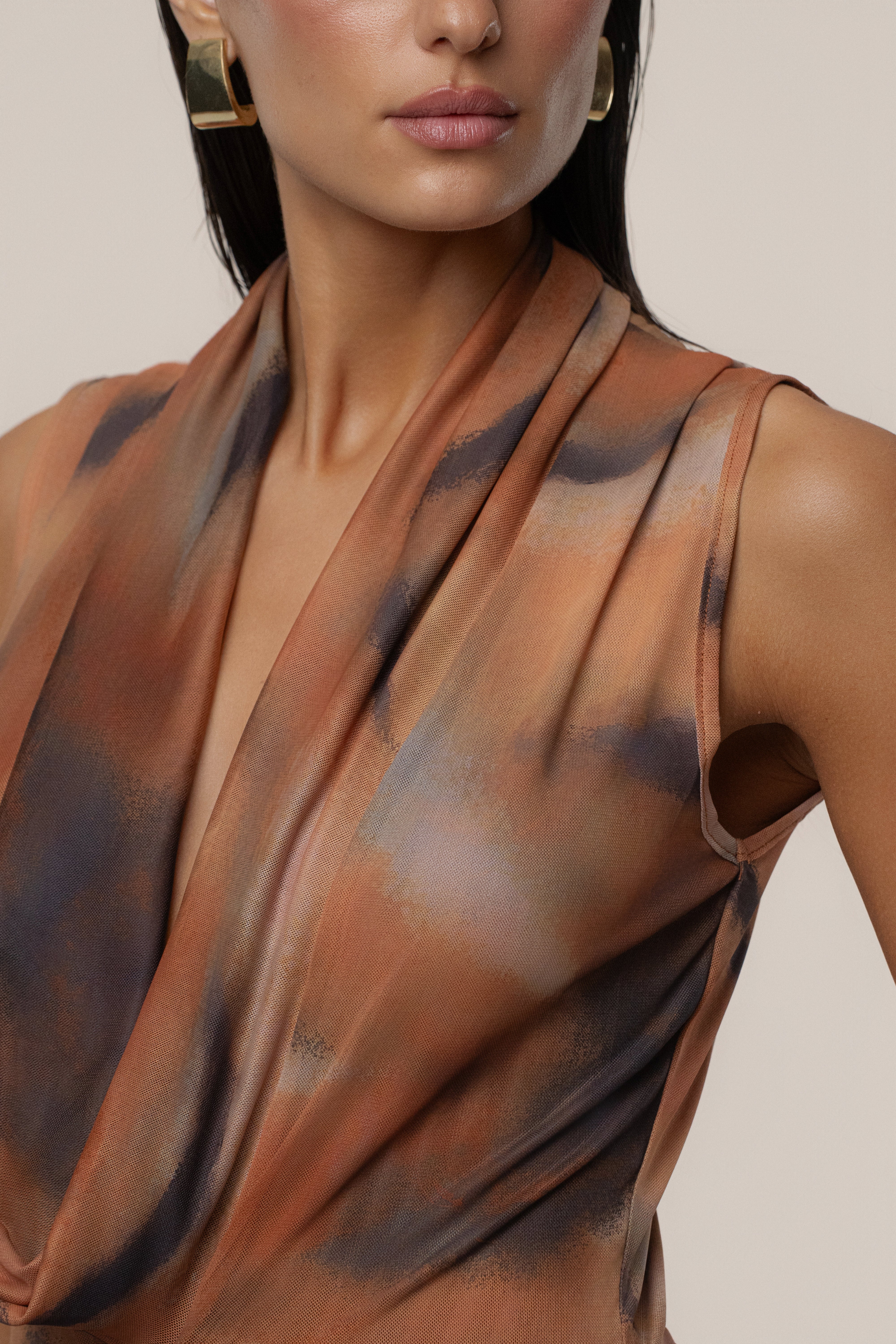 Tan Josephine Print Maxi Dress