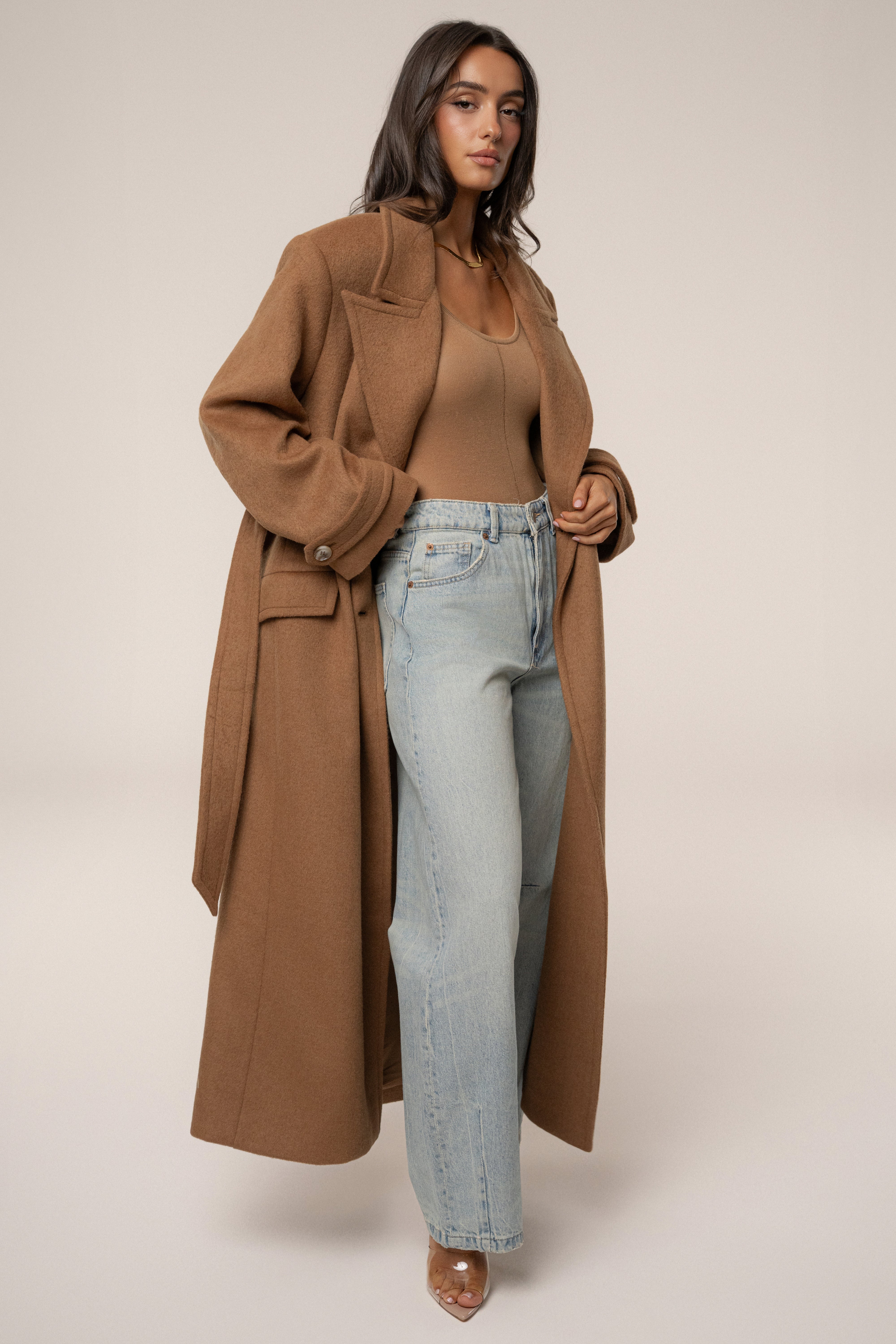 Camel Empire Longline Coat - JLUXLABEL