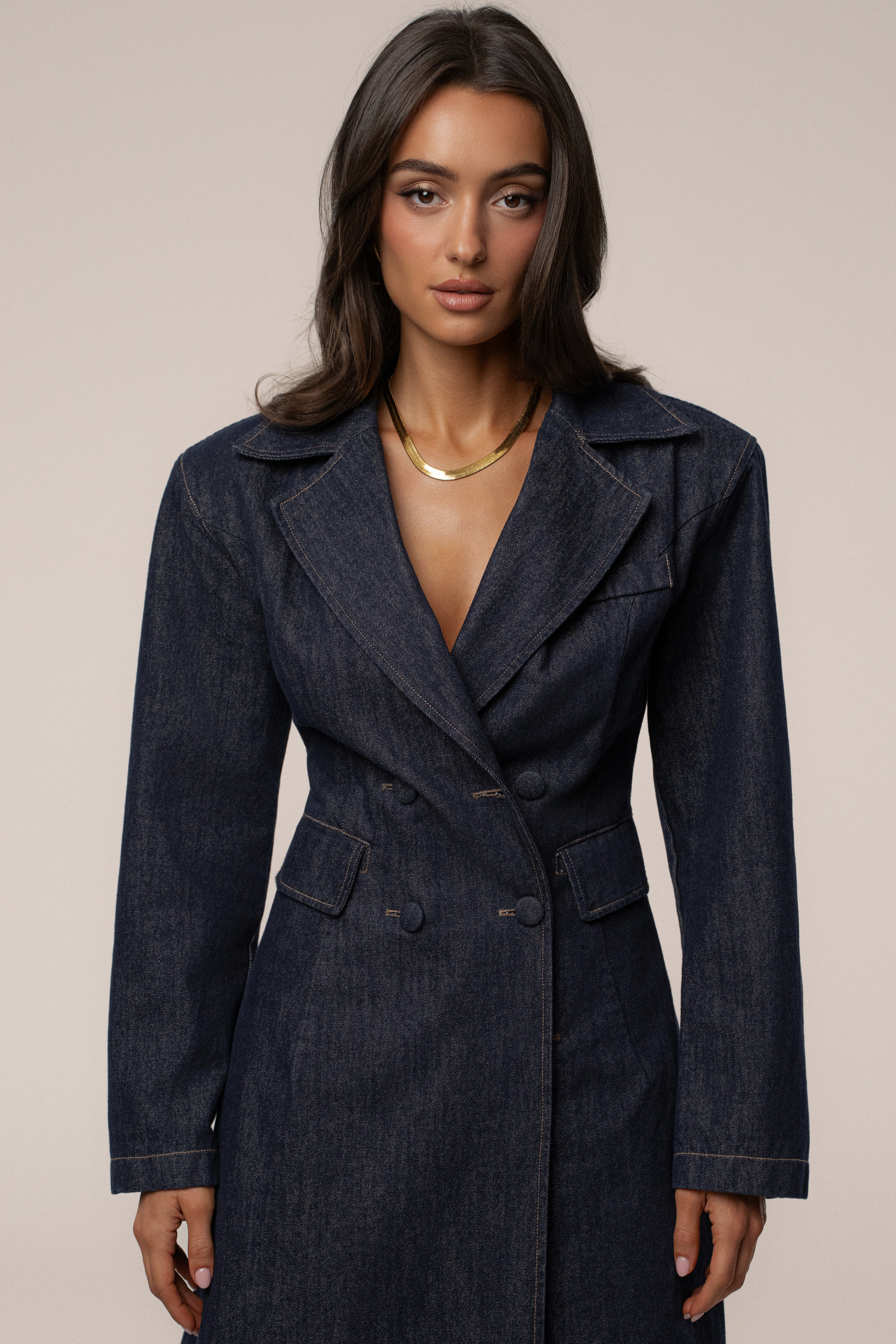 Dark Denim Signature Coat - JLUXLABEL