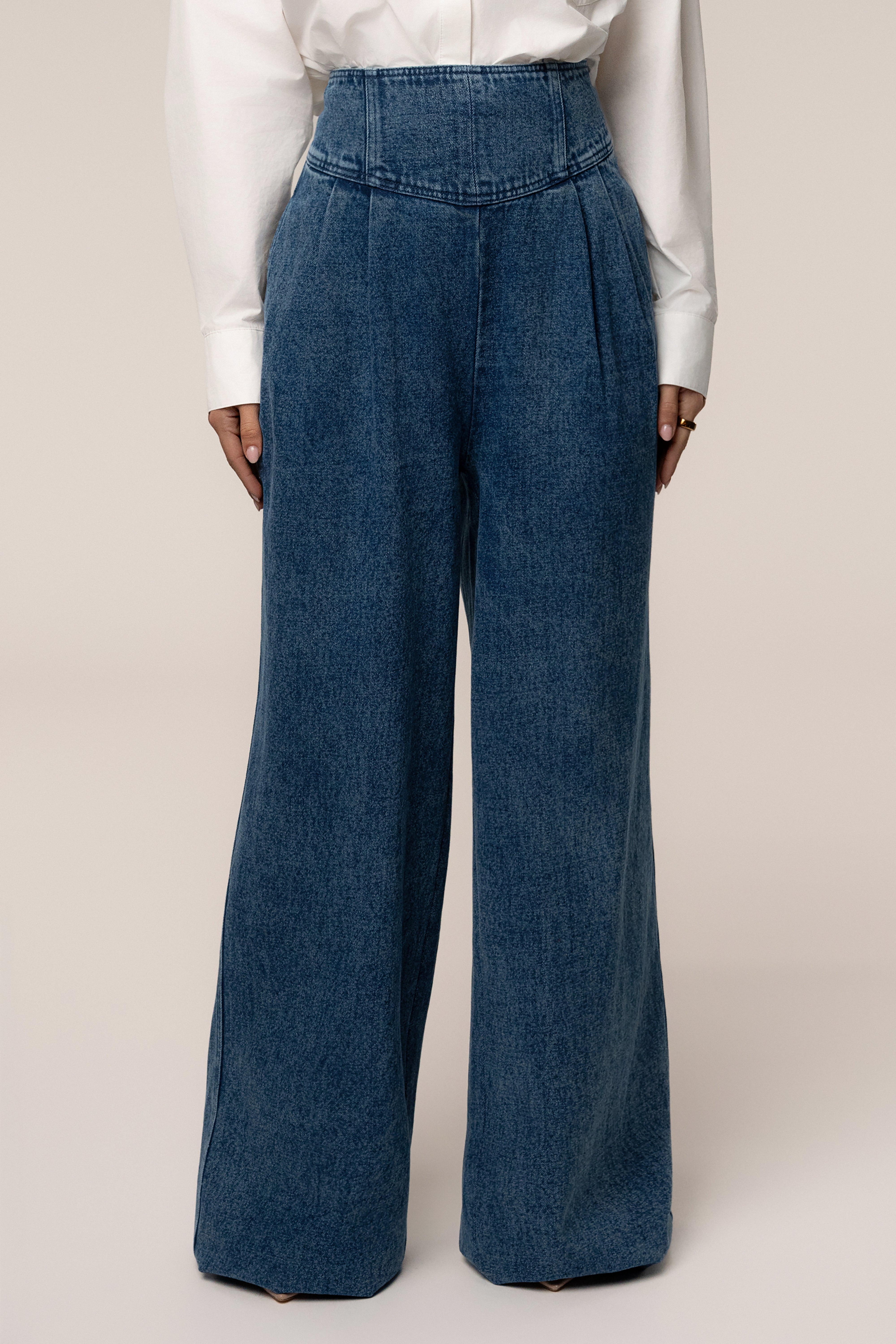 Medium Wash Denim Legacy Pleated Pants