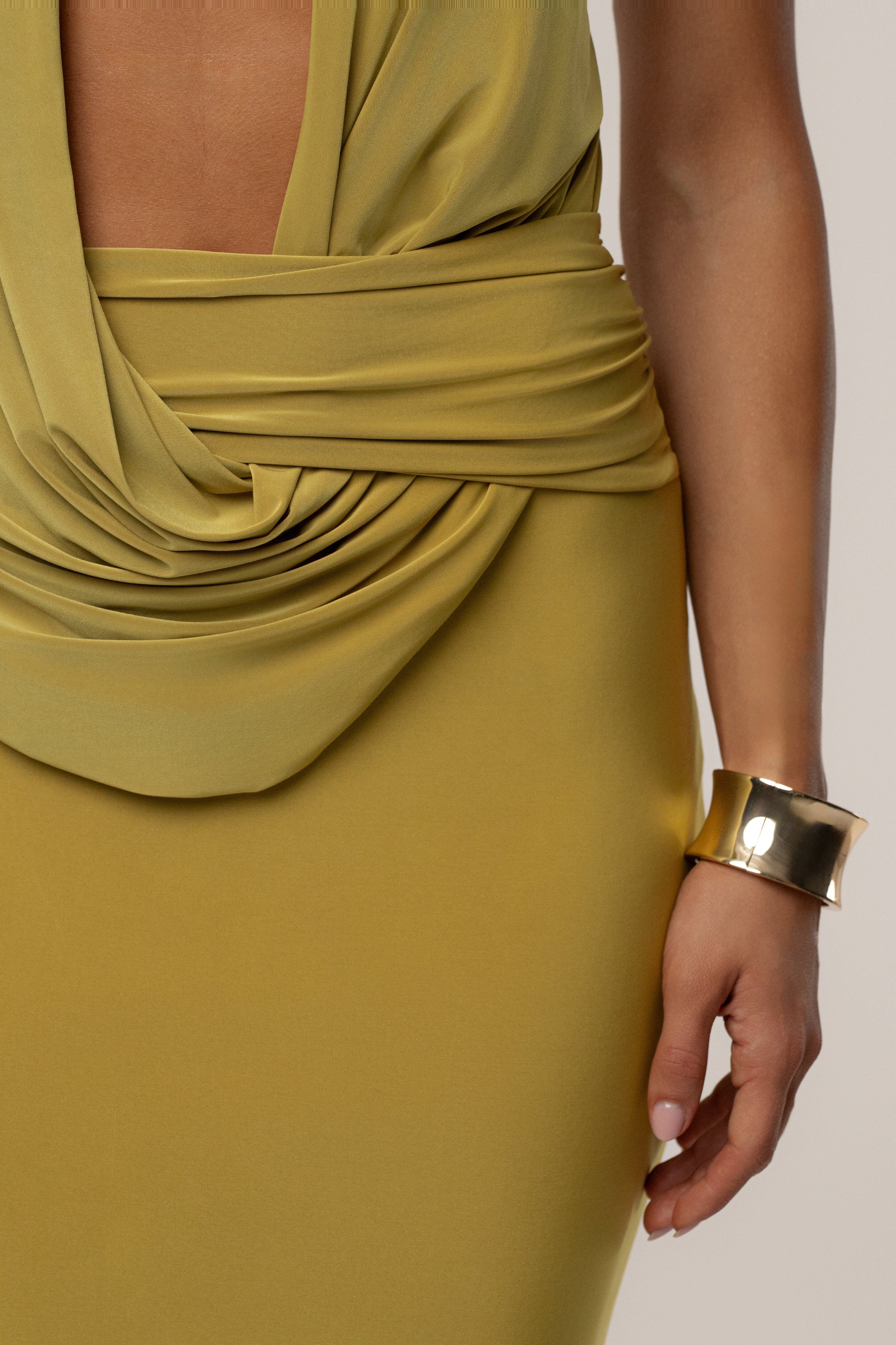 Moss Dawn Draped Maxi Dress