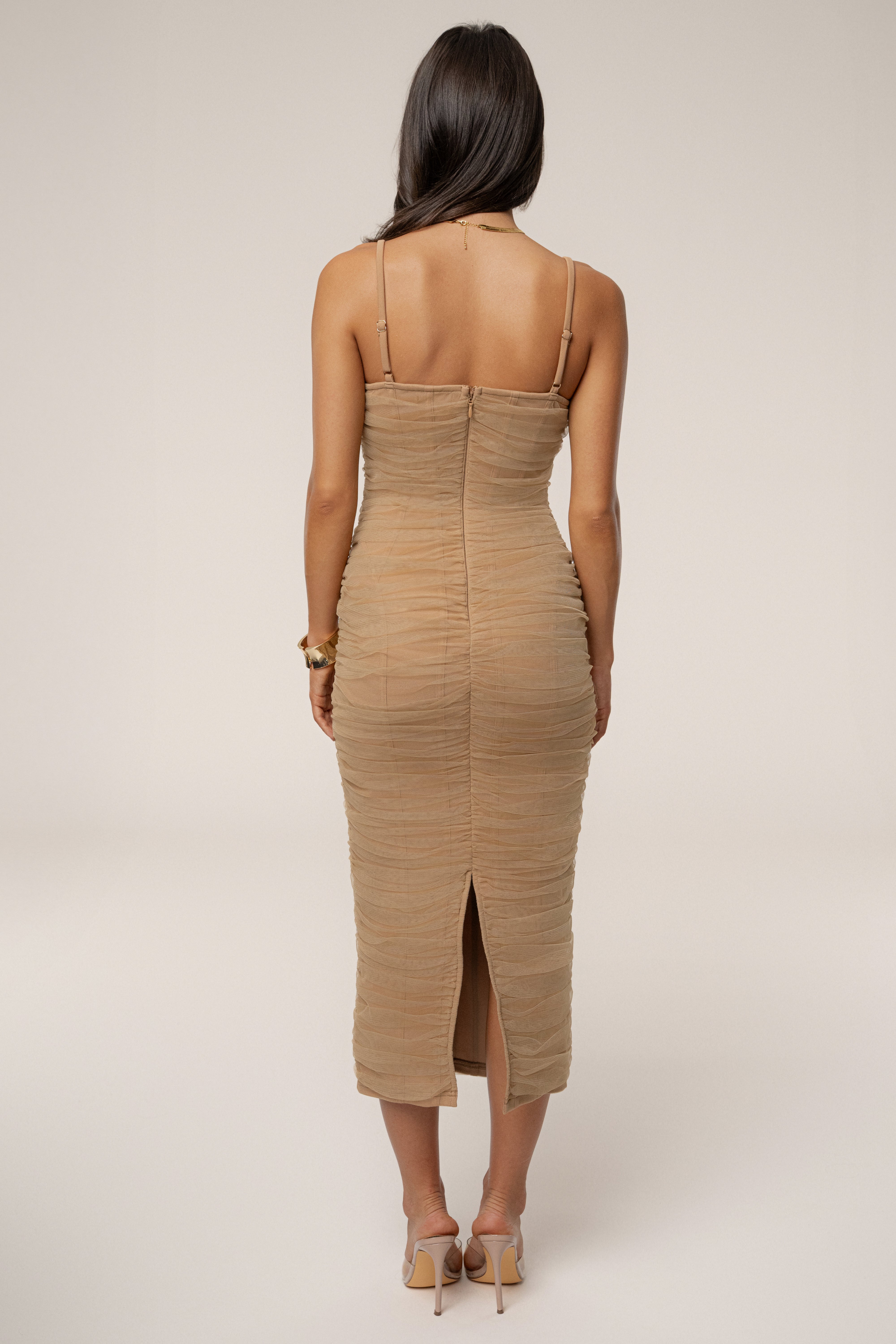 Beige True Form Midi Dress - JLUXLABEL