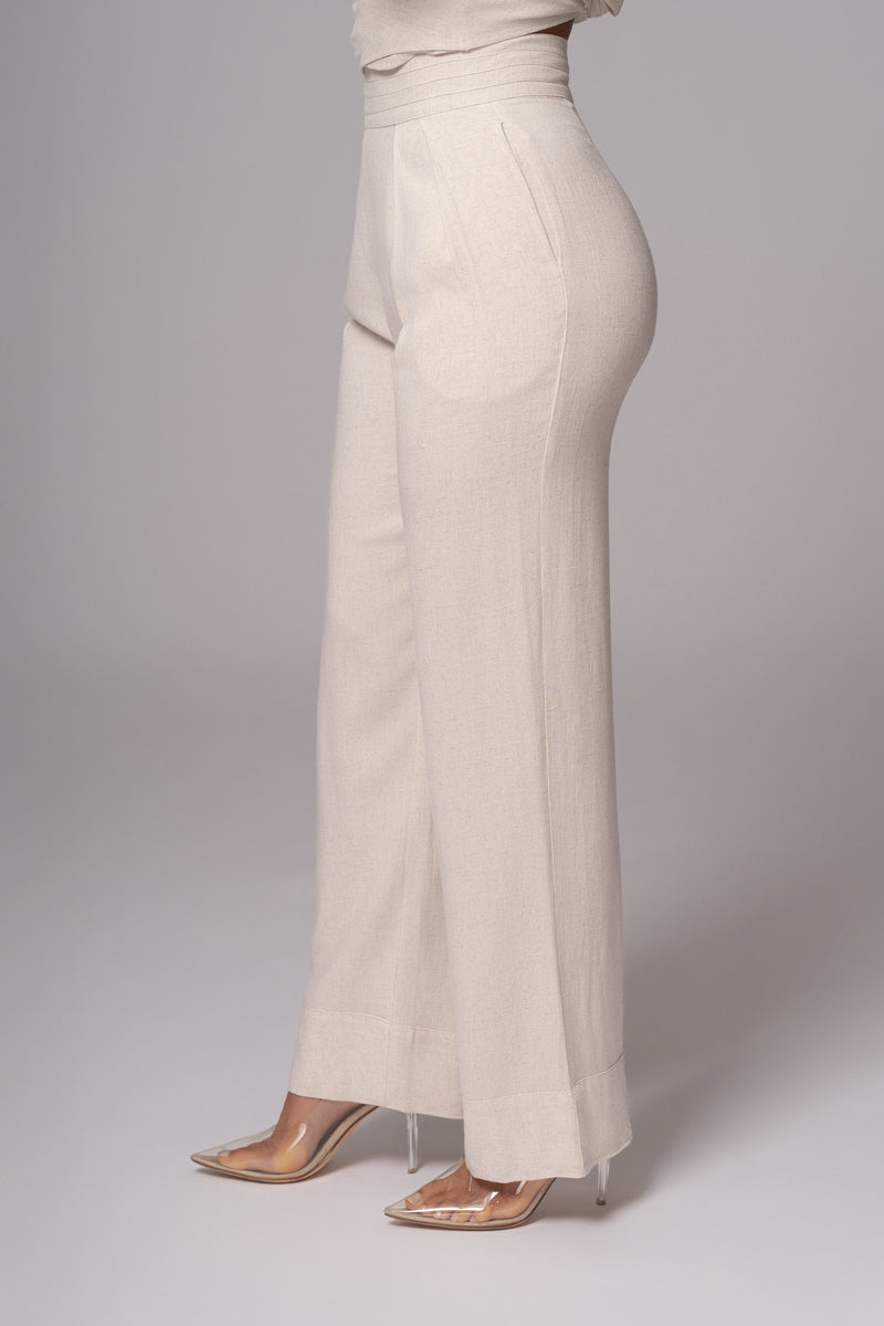 Ivory Villa Views Linen Trousers