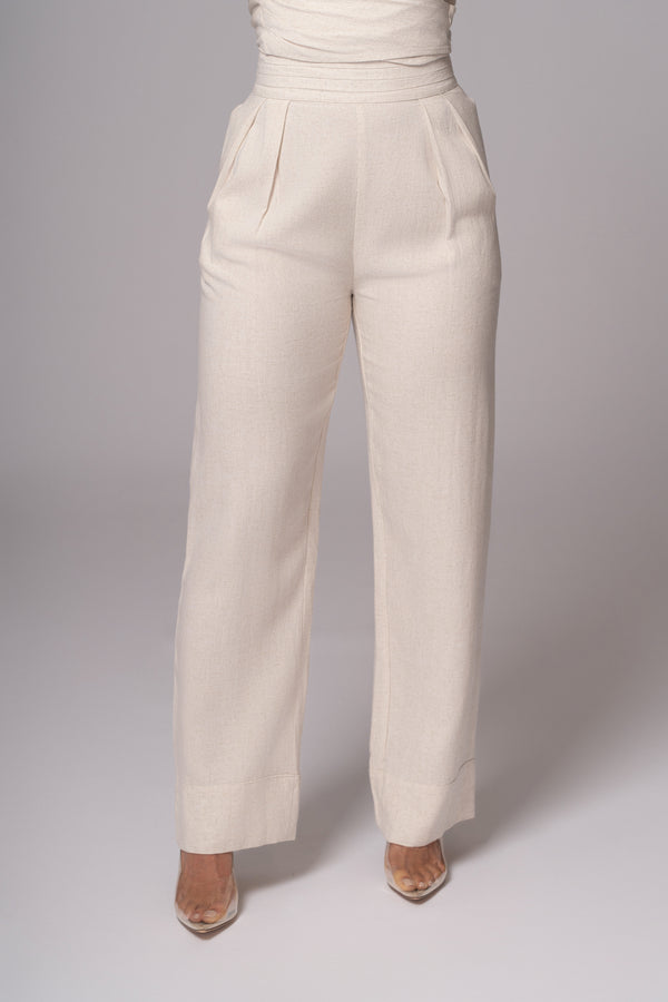 Ivory Villa Views Linen Trousers