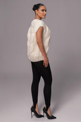 Ivory Mari Cable Knit Vest