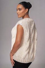 Ivory Mari Cable Knit Vest