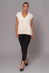 Ivory Mari Cable Knit Vest