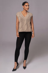 Taupe Mari Cable Knit Vest