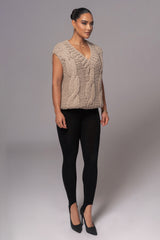 Taupe Mari Cable Knit Vest