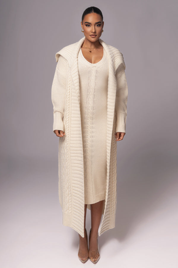 Ivory Sleeveless Cable Knit Dress