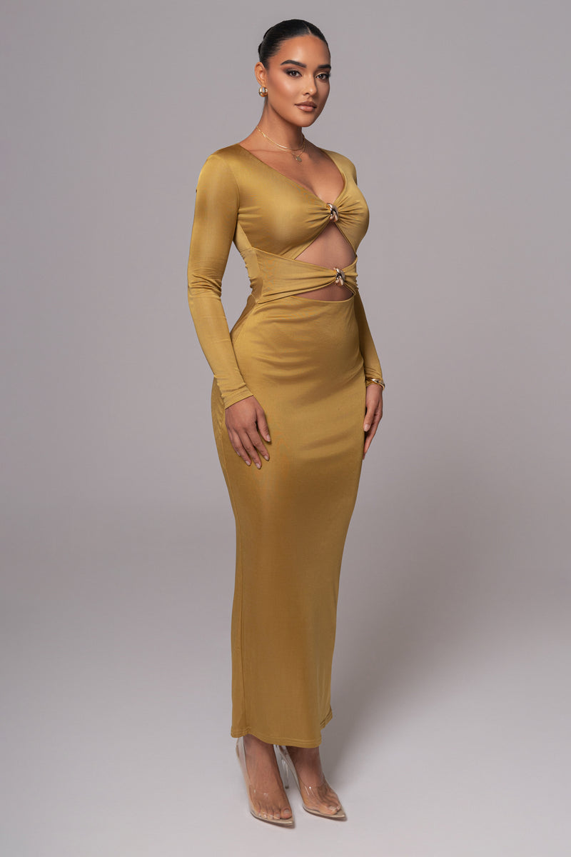 Robe maxi découpée Soirée Citron