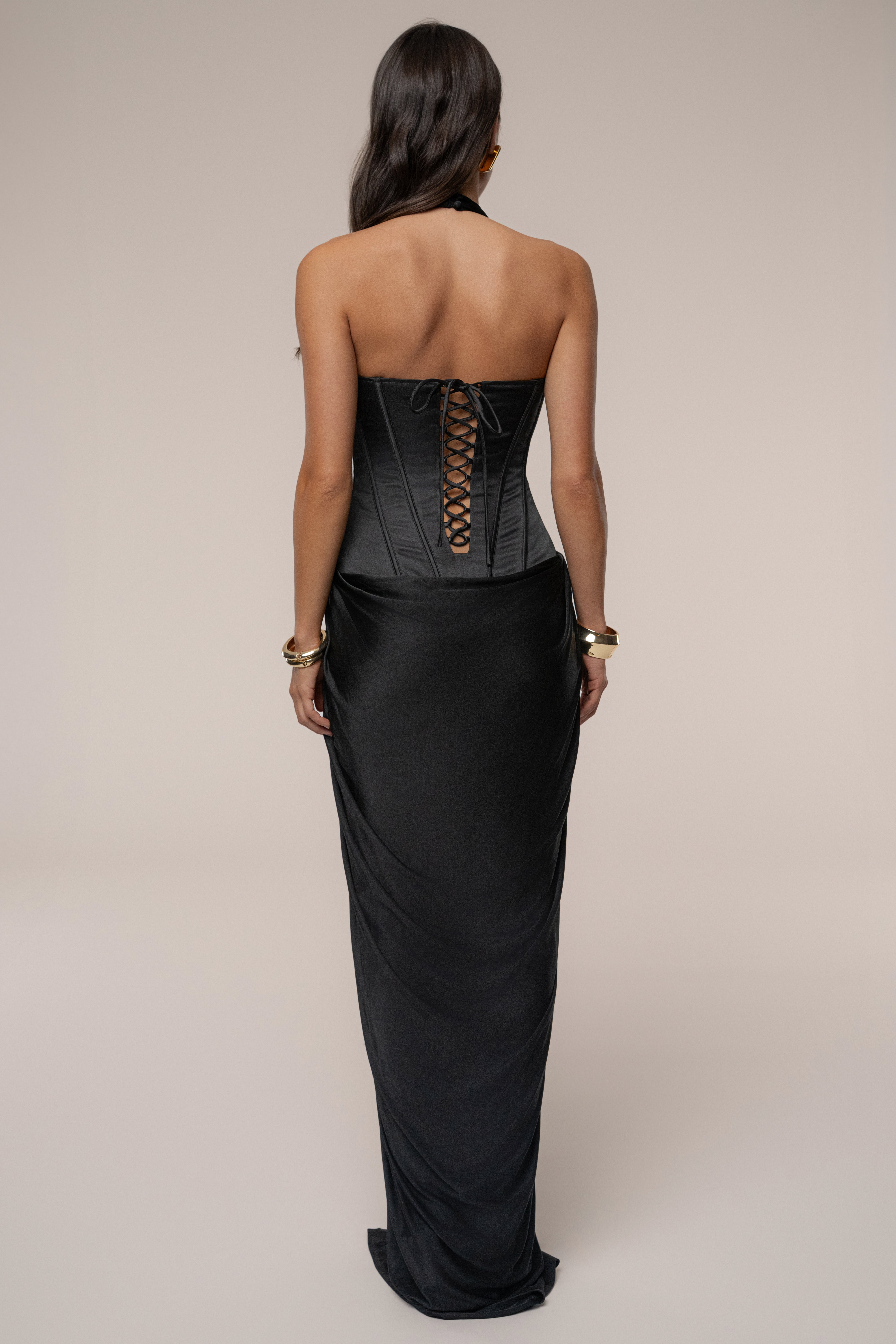 PRE-ORDER Black Drape And Destiny Maxi Dress - JLUXLABEL
