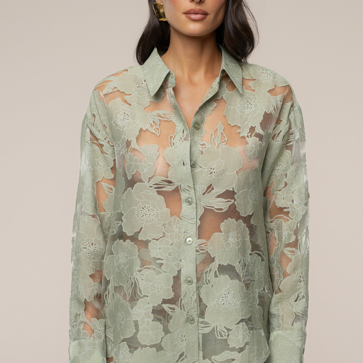 PRE-ORDER Sage Organza Floral Blouse
