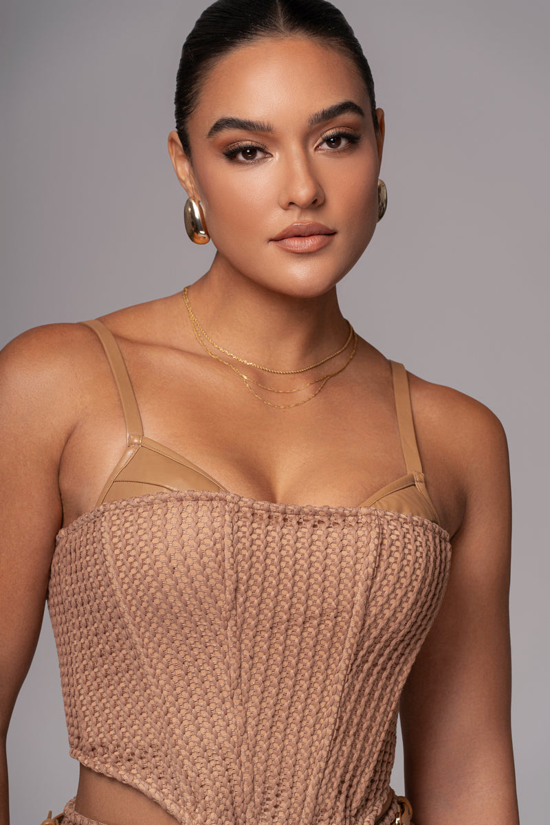 Tan Textured Harley Corset Top