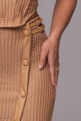 Tan Textured Mystique Midi Skirt