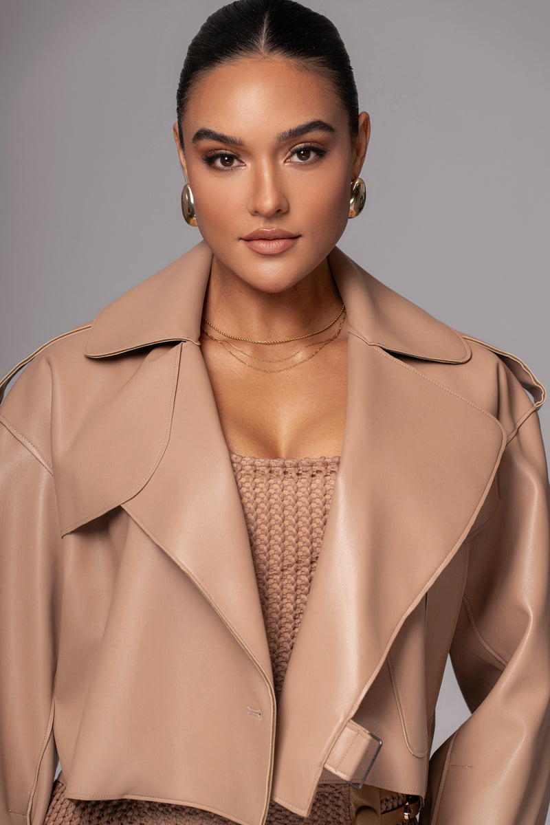 Tan Raja Faux Leather Jacket