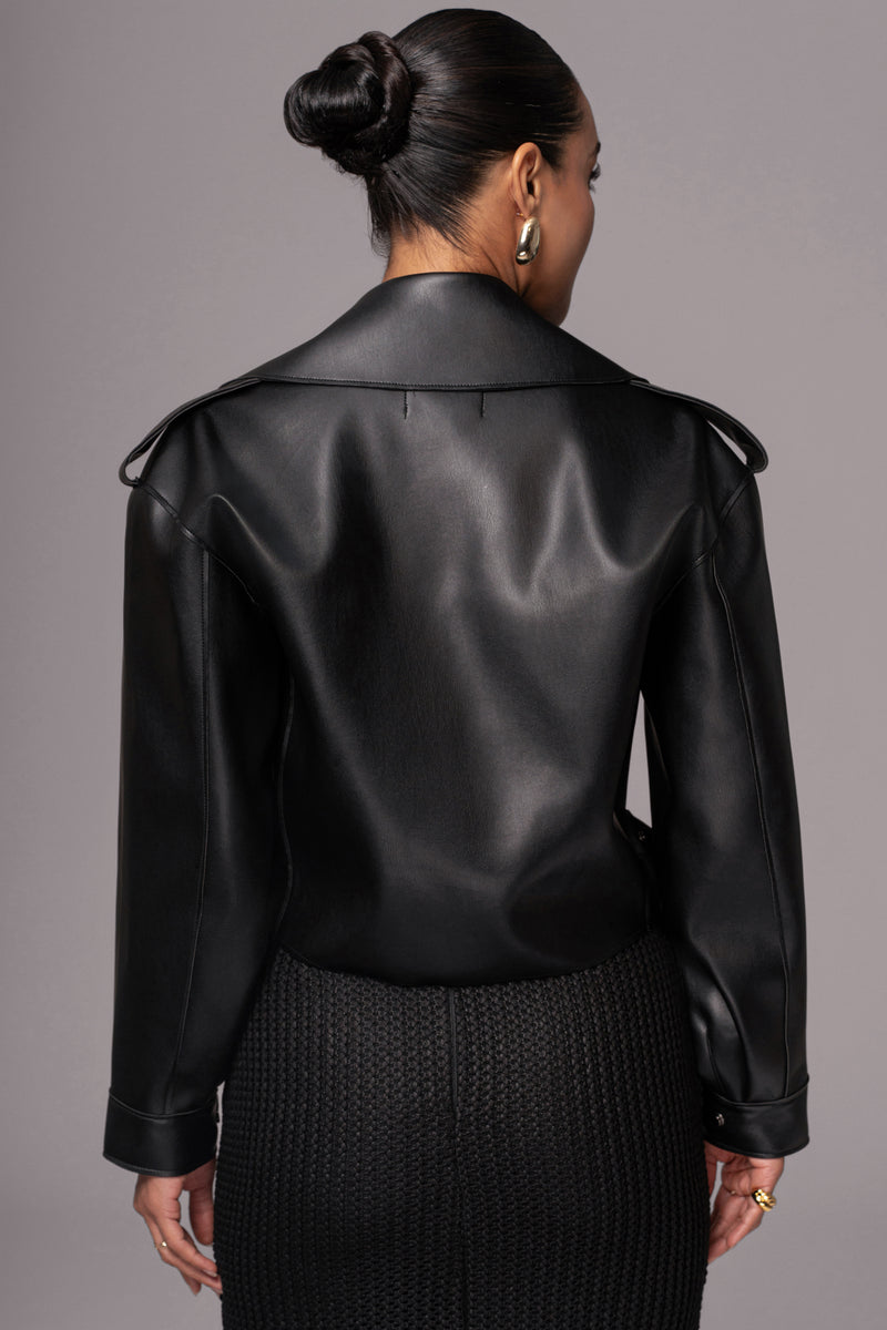 Black Raja Faux Leather Jacket