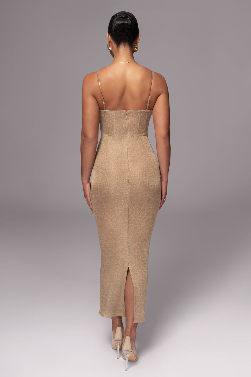 Gold Twilight Elegance Maxi Dress