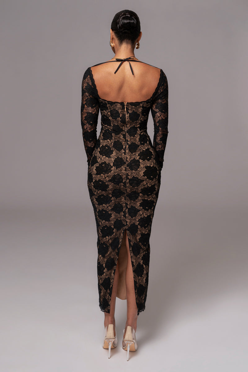 Black Lace Sweetheart Maxi Dress