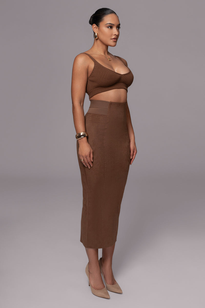 Chocolate Phoenix Suede Skirt