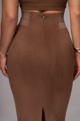 Chocolate Phoenix Suede Skirt