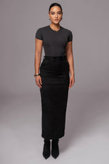 Black Joy Suede Maxi Skirt