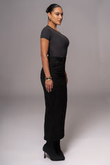 Black Joy Suede Maxi Skirt