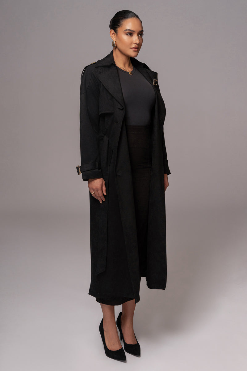 Black Elite Suede Coat