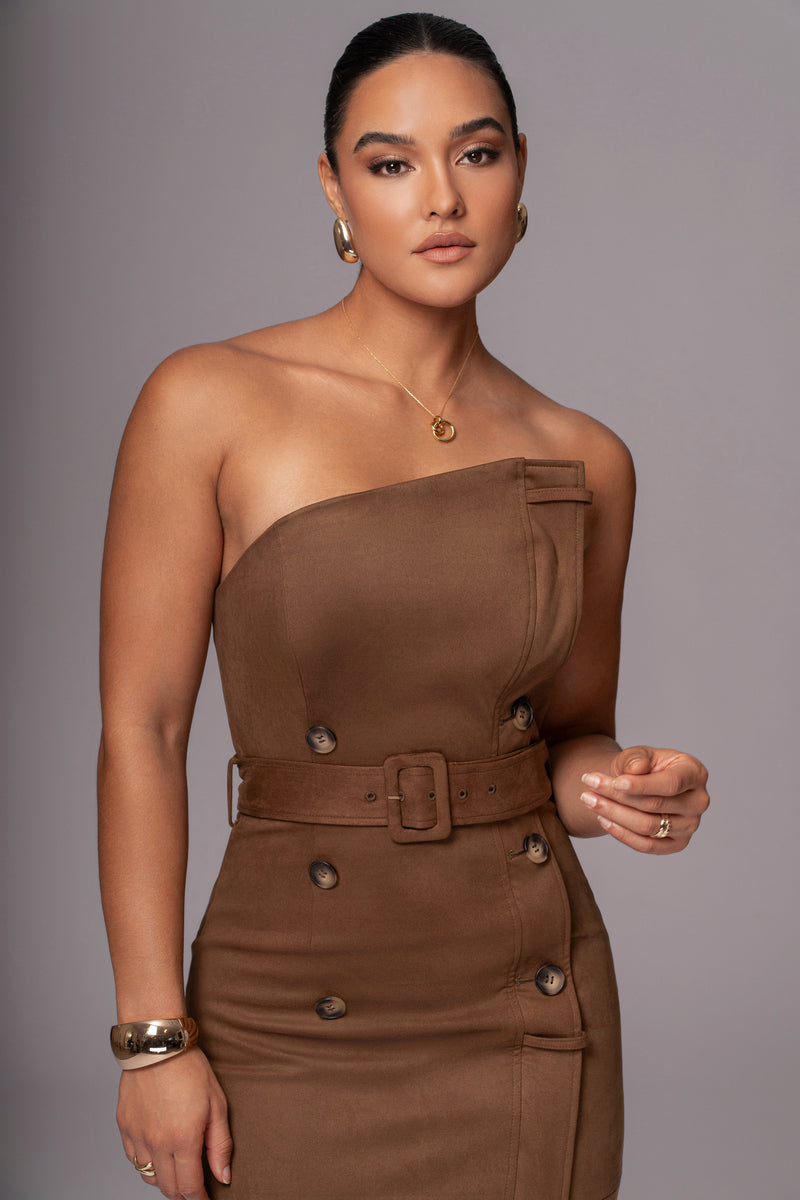 Chocolate Xena Suede Maxi Dress