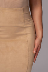 Beige Phoenix Suede Skirt