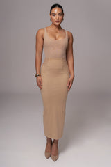 Beige Phoenix Suede Skirt