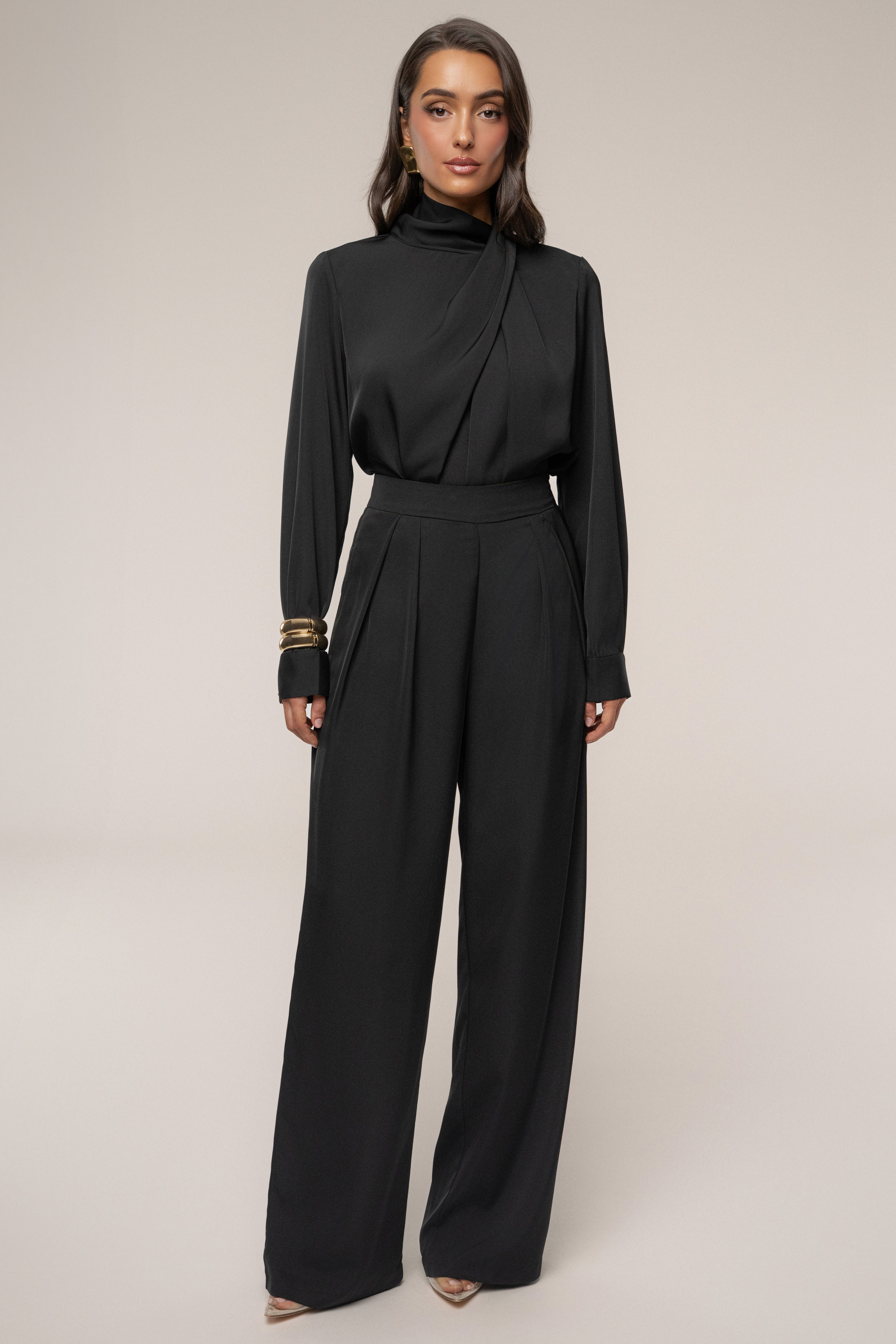 Black Alexa Satin Blouse