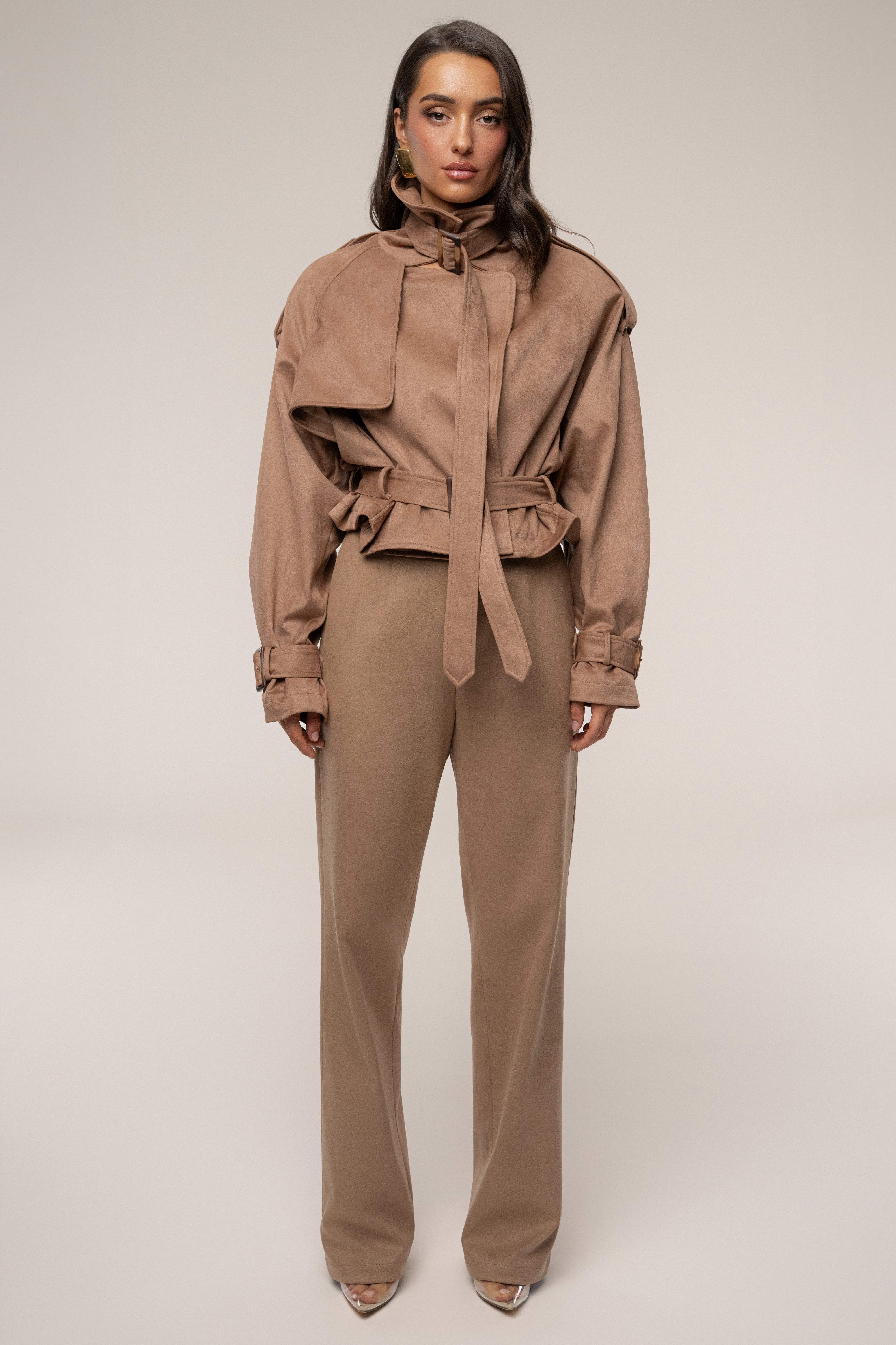 Beige Heidi Belted Suede Pant