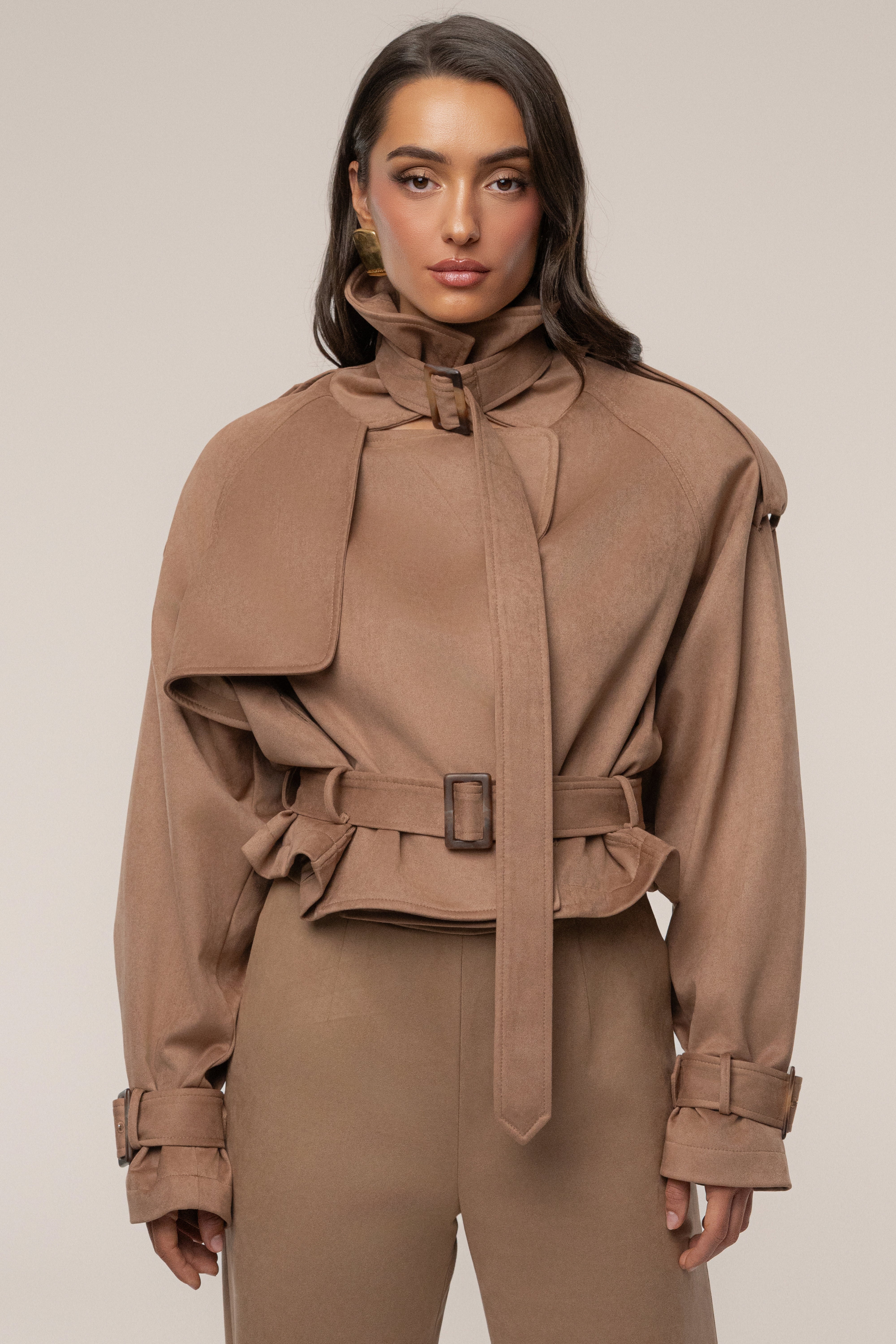 Tan Latte Cropped Jacket