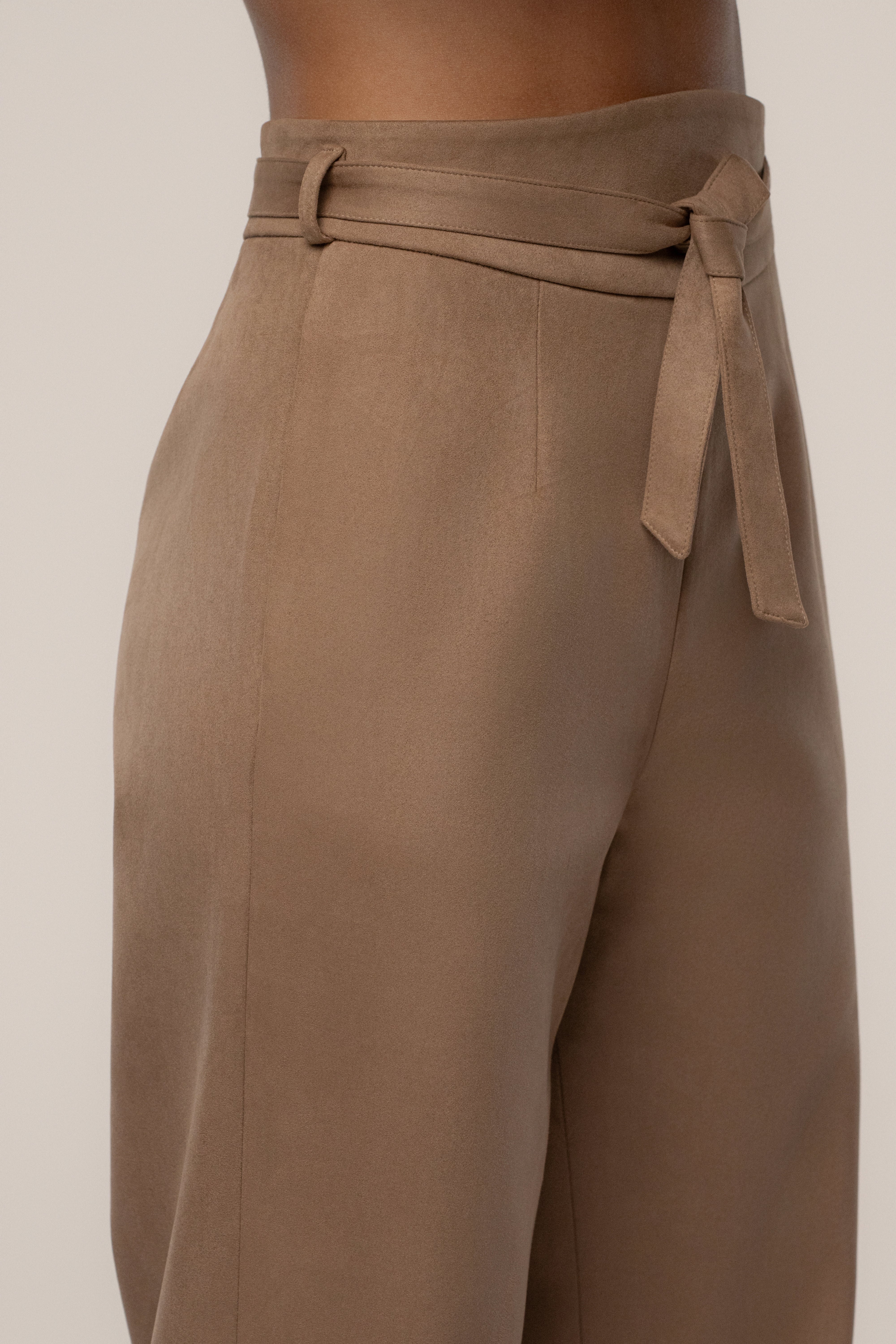 Beige Heidi Belted Suede Pant