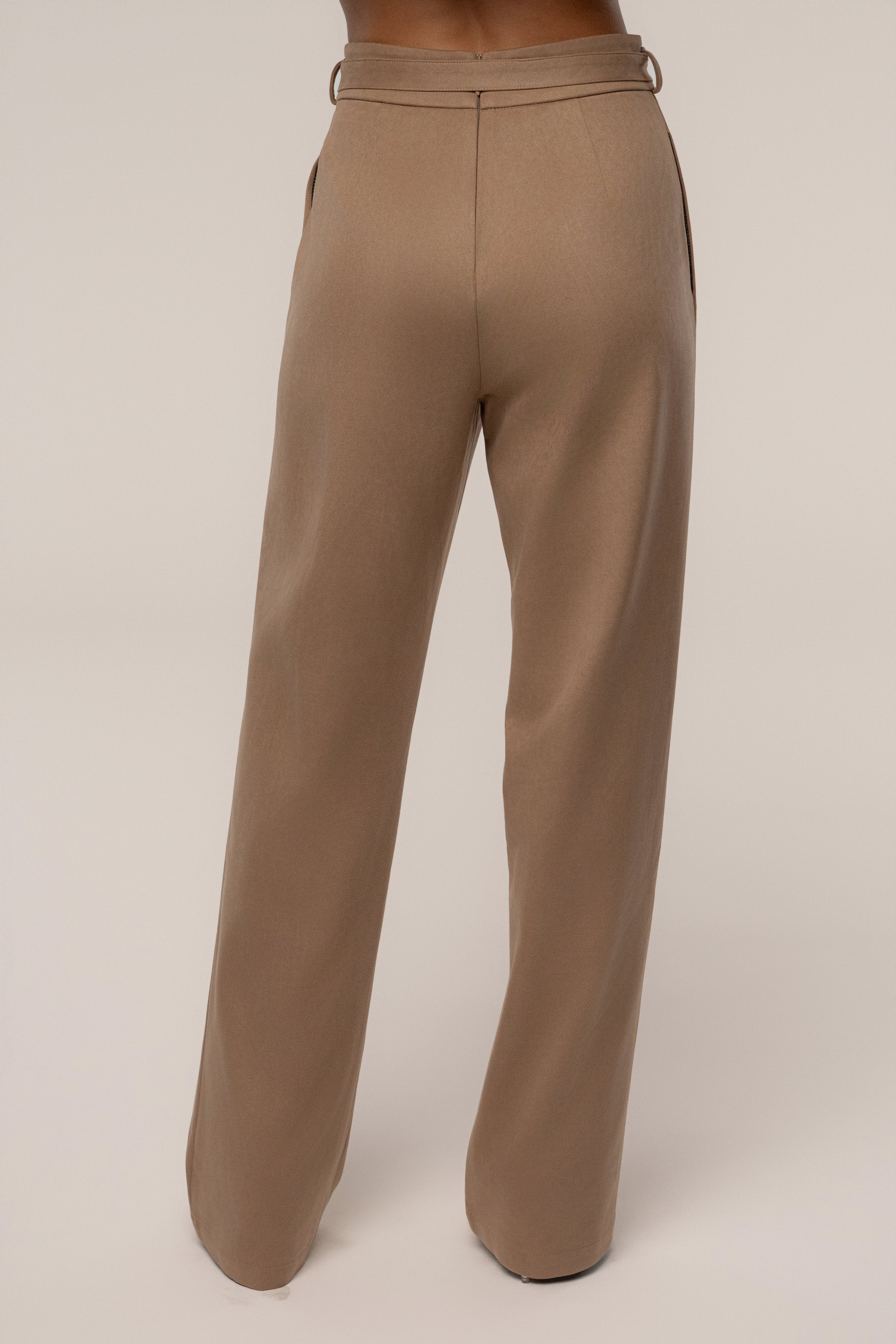Beige Heidi Belted Suede Pant - JLUXLABEL