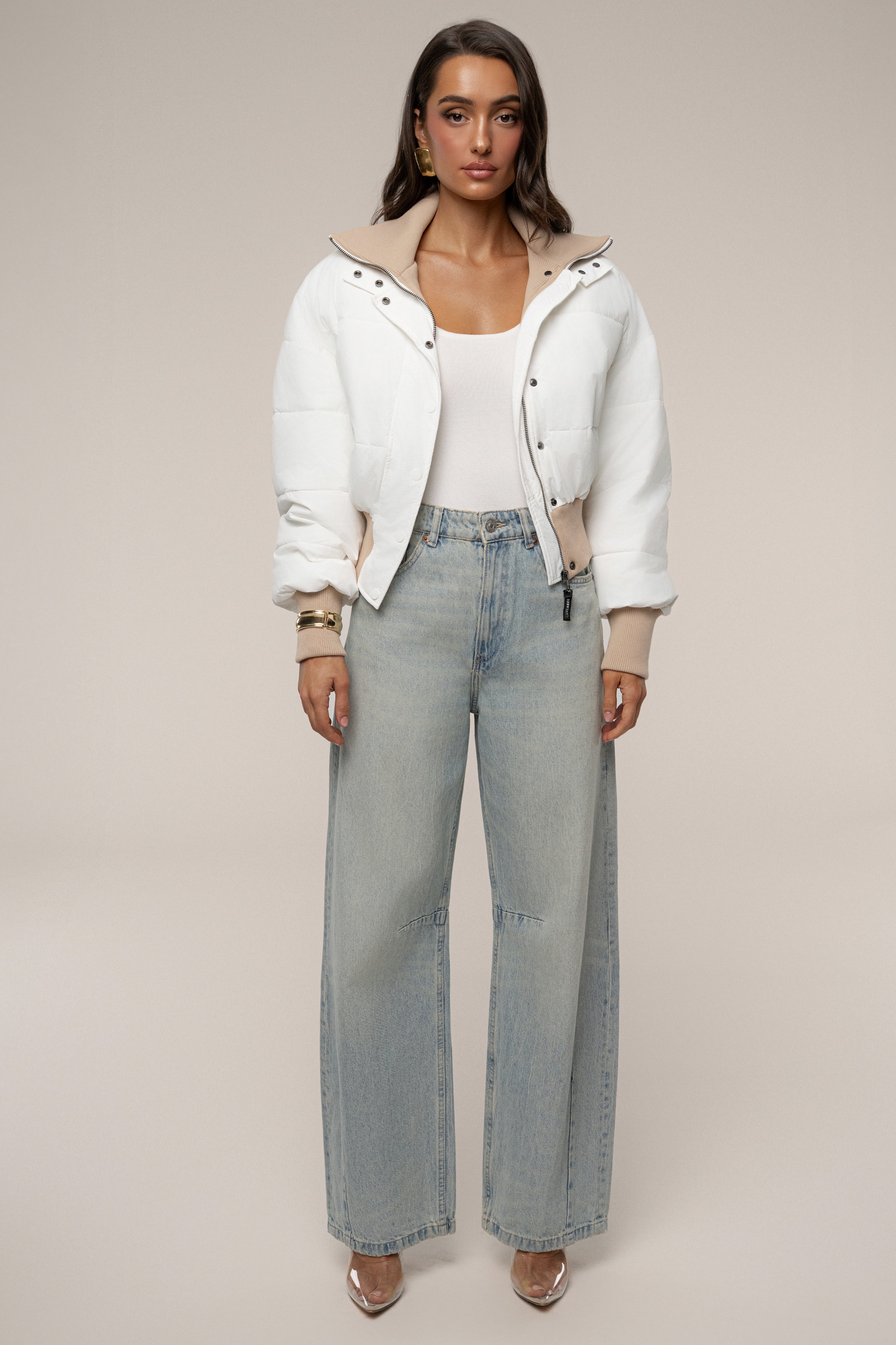 White Stassie Ribbed Jacket