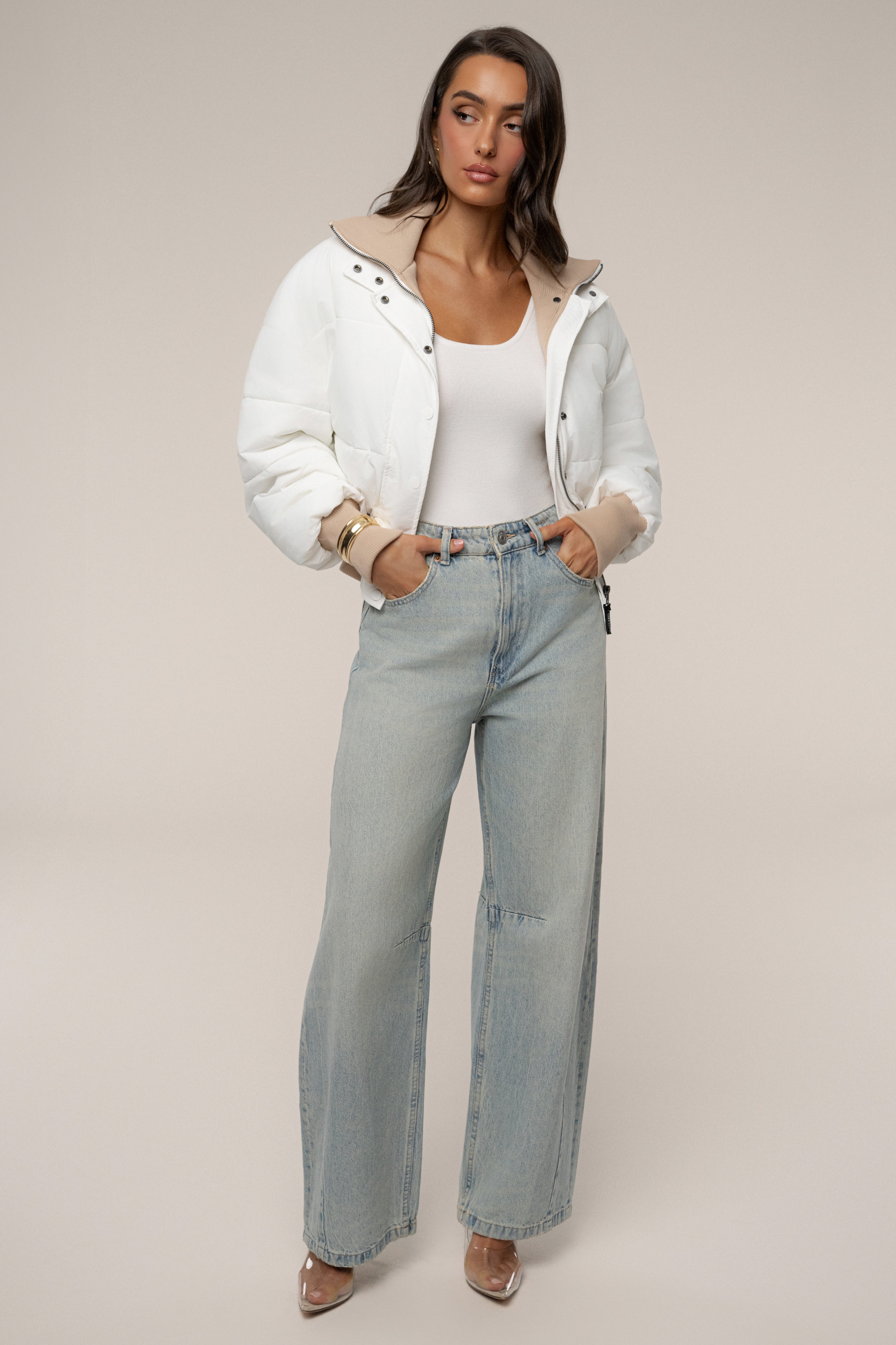 White Stassie Ribbed Jacket