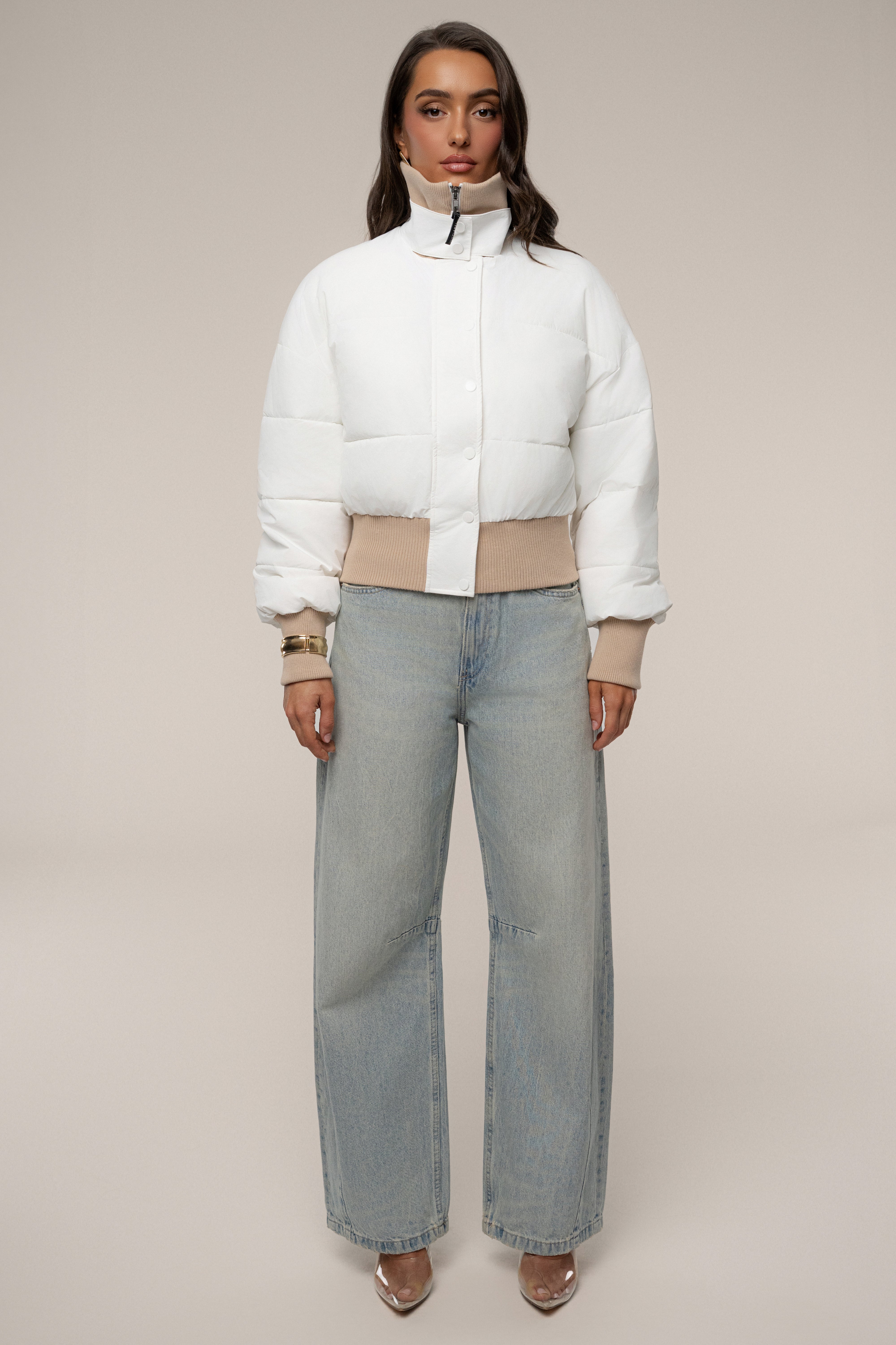 White Stassie Ribbed Jacket