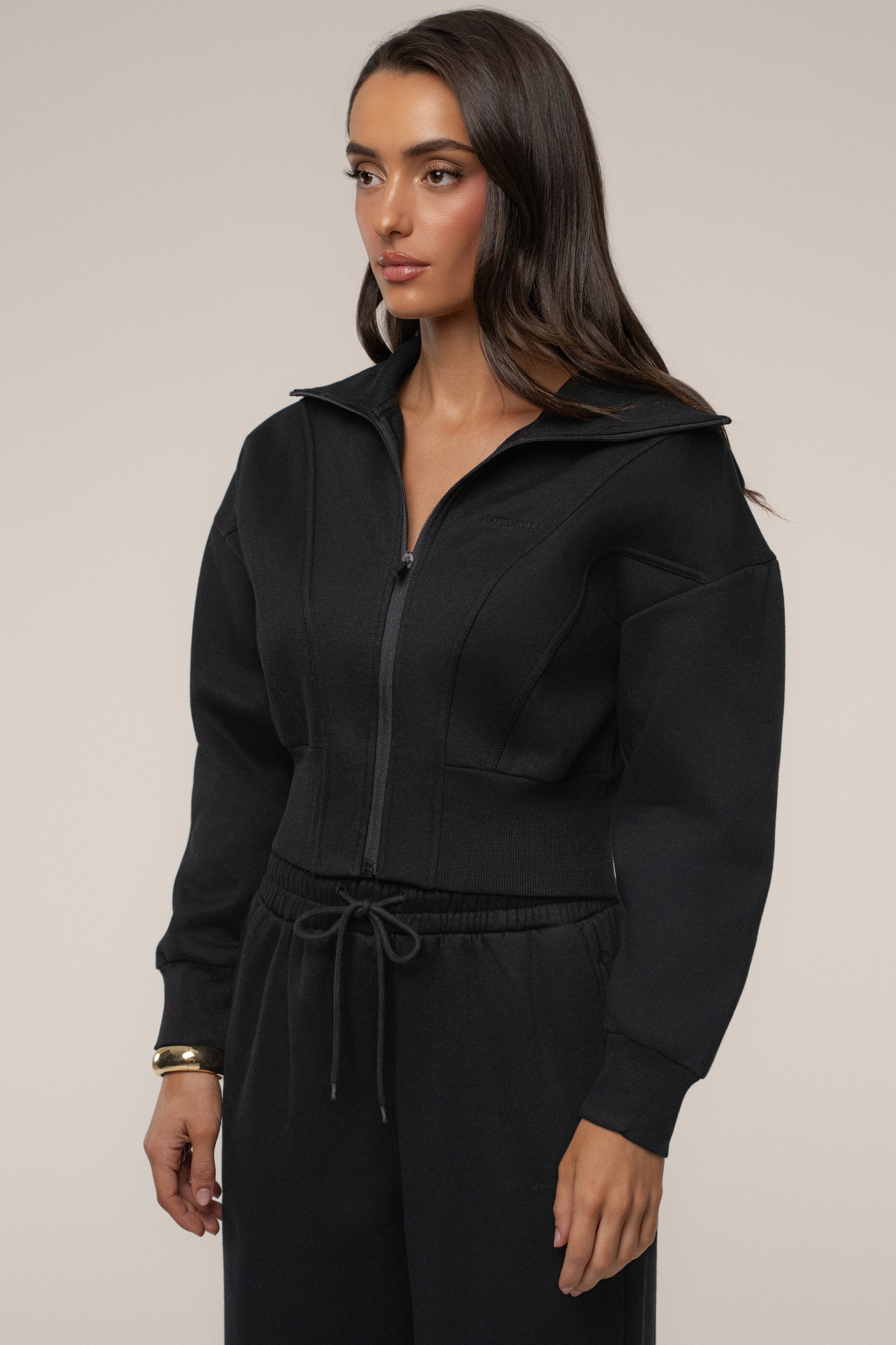 Black JLUXLABEL Logo Zip Up Jacket