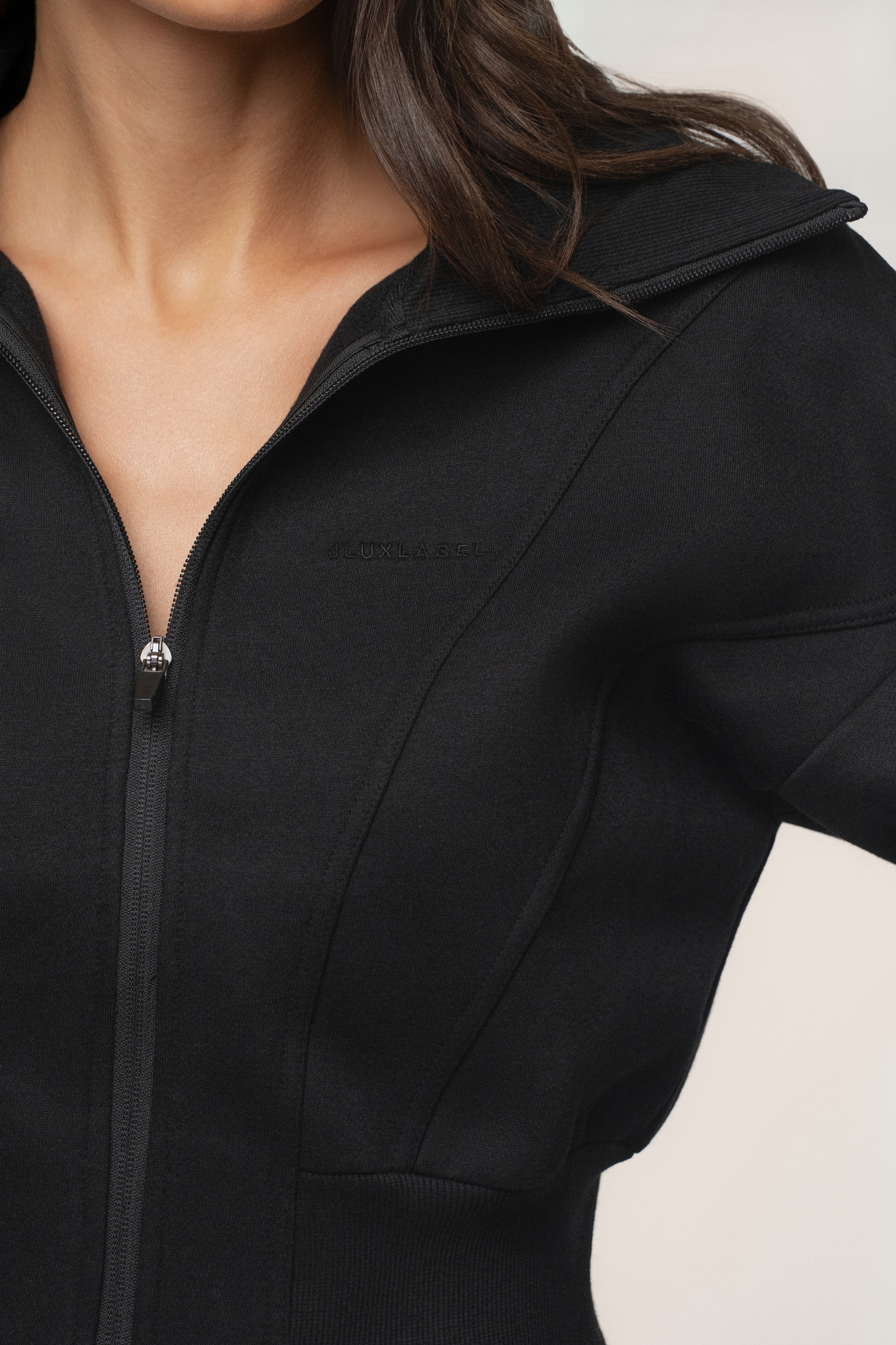 Black JLUXLABEL Logo Zip Up Jacket