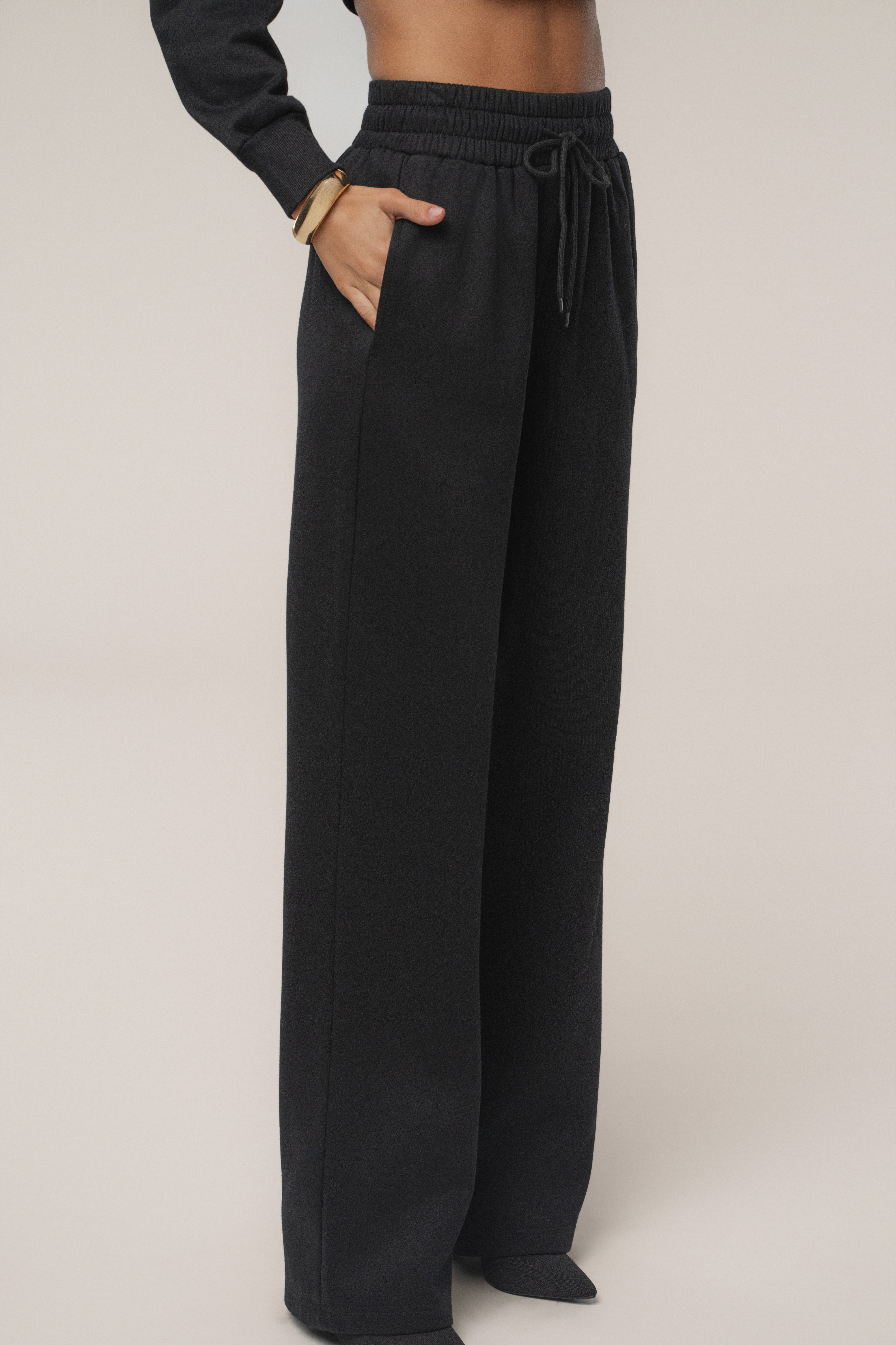 Black JLUXLABEL Logo Fleece Pants