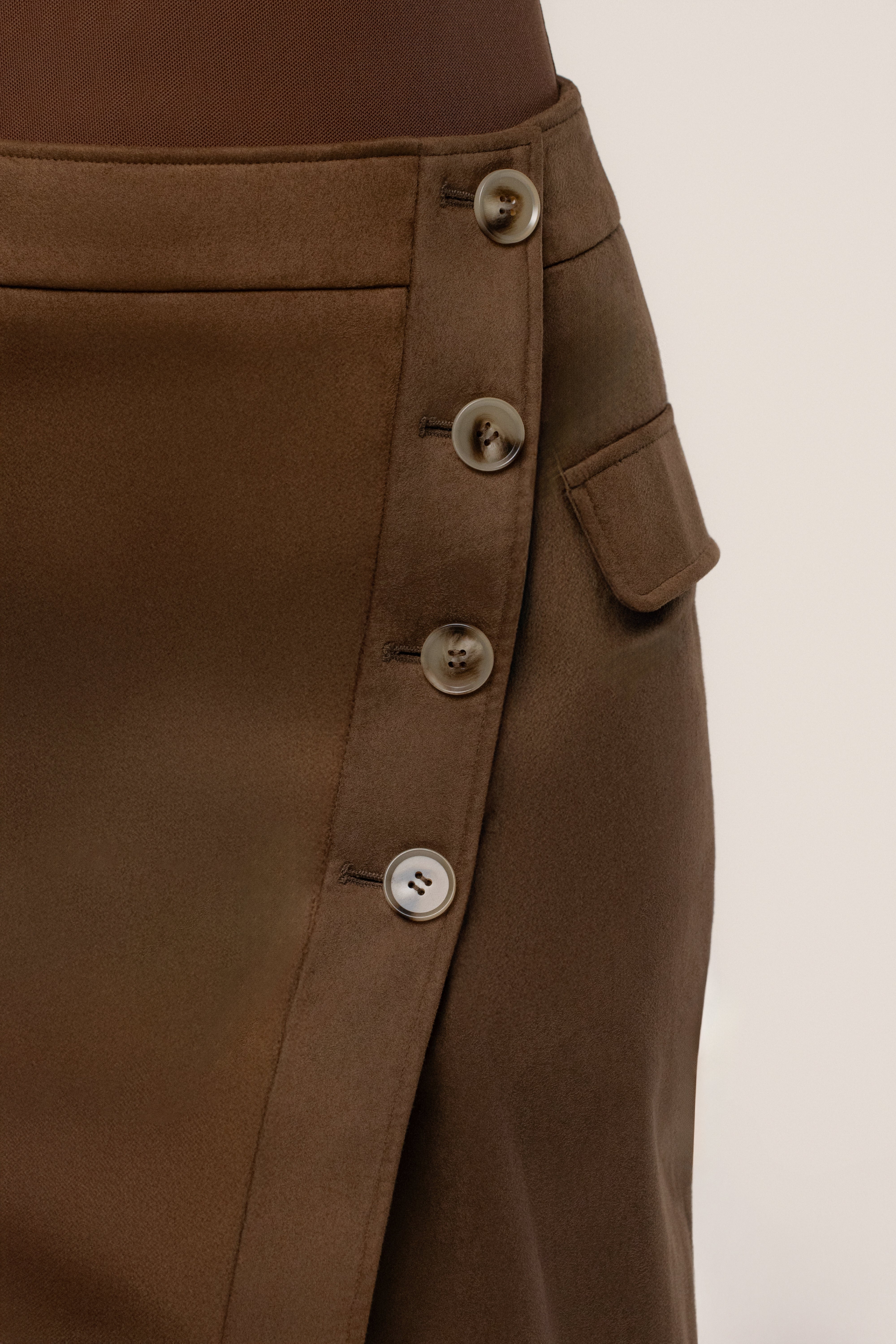 Chocolate Audrey Suede Midi Skirt